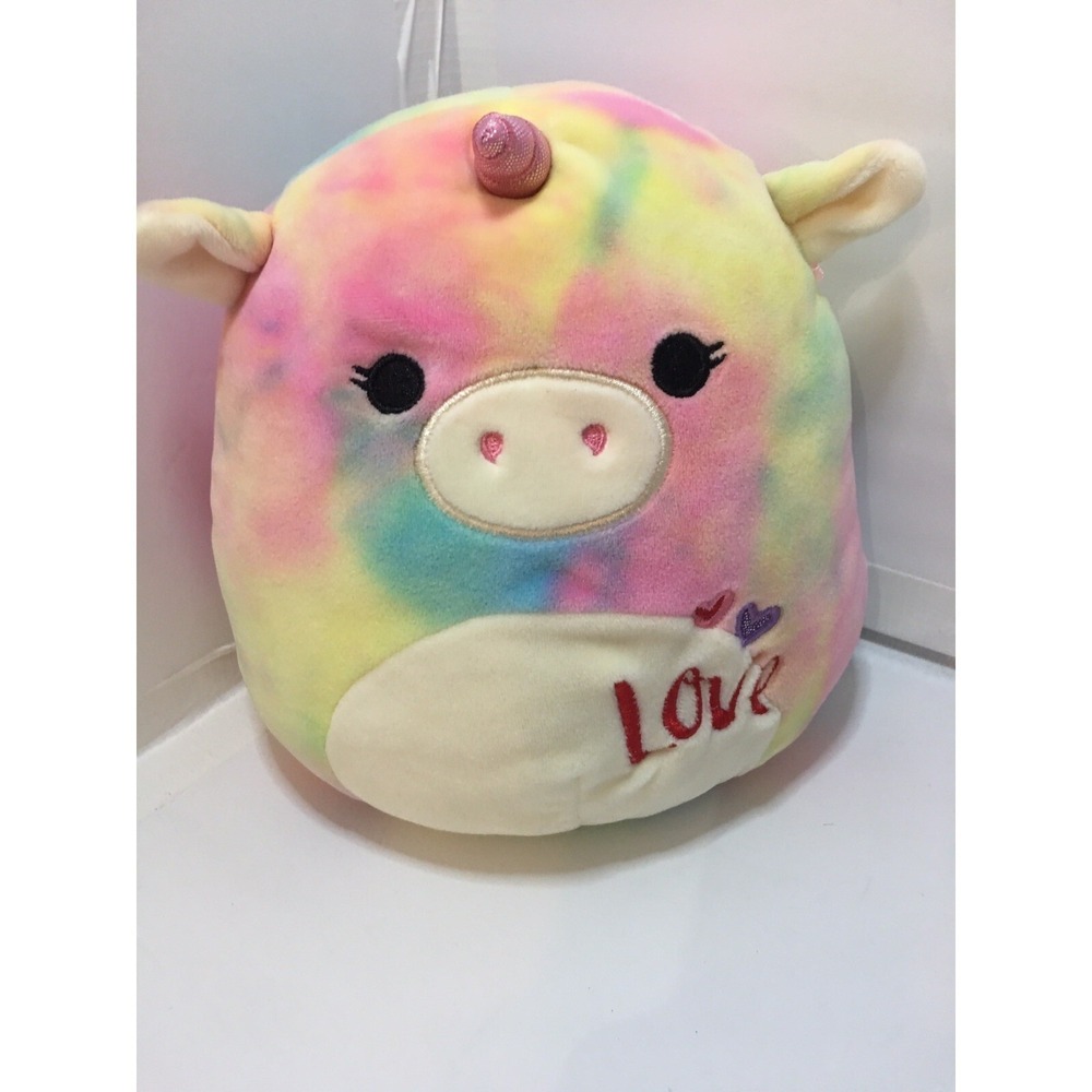 Squishmallows Kellytoy Esmeralda Rainbow Unicorn Plush Tie Dye Baby Toddler NEW